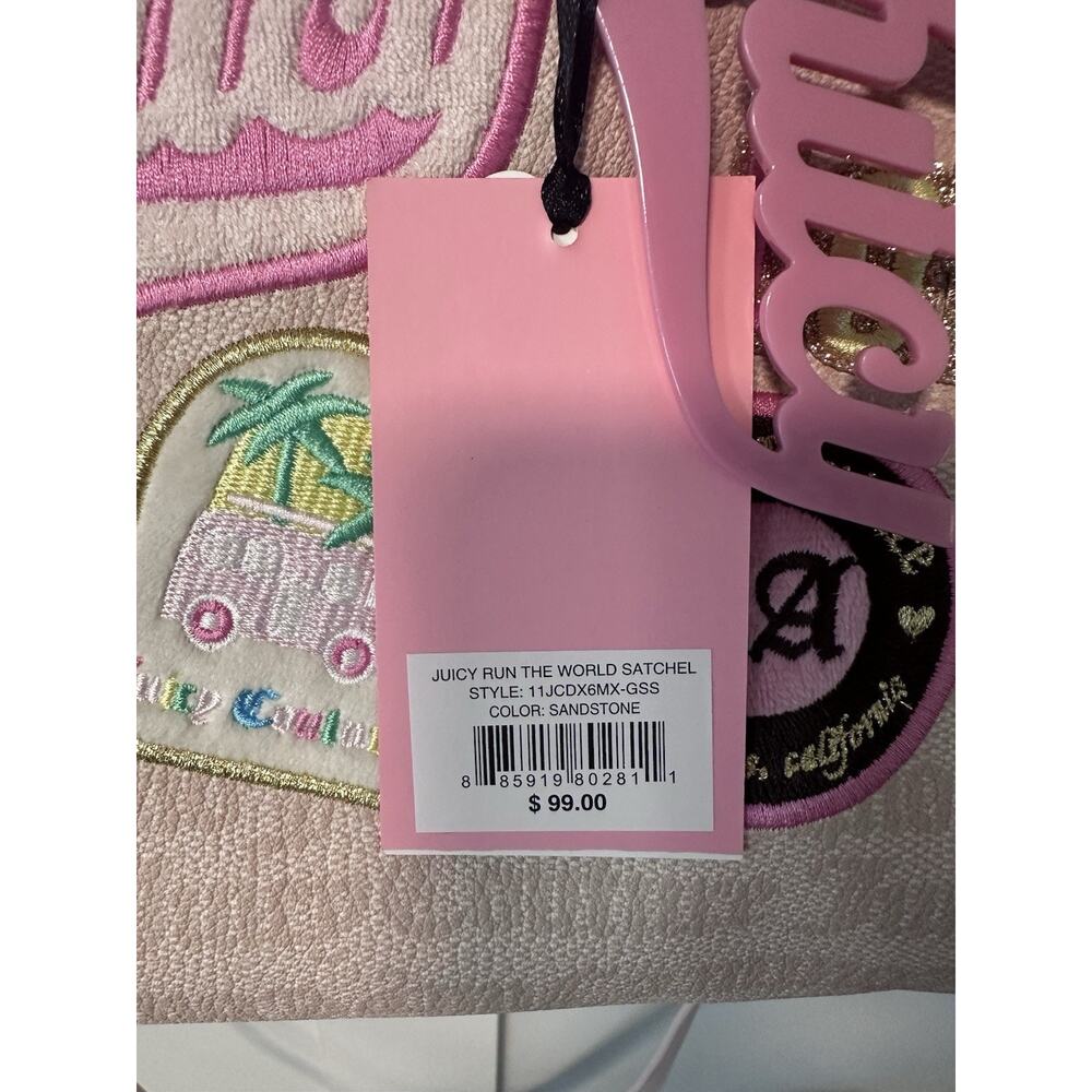 Juicy Couture Run The World Satchel in Sandstone! Rare! Y2K 90s 2000s. NEW! - Picture 5 of 11